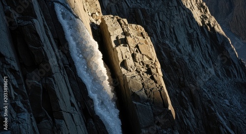 Gleaming Quartz Vein Embedded in Rocky Cliff Face