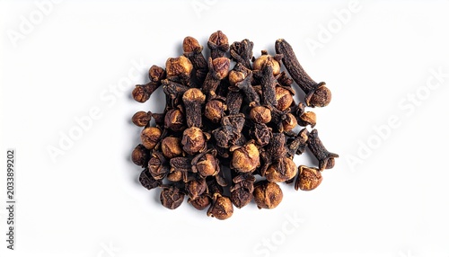 Close-up Pile of Dried Whole Cloves Isolated on a White Background