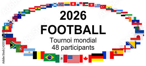Foto Ronde de drapeaux aux couleurs des pays participants au tournoi