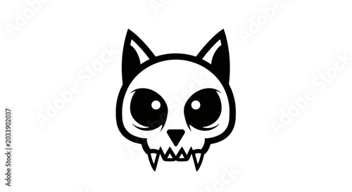 Cute stylized cat skull cartoon vector illustration.