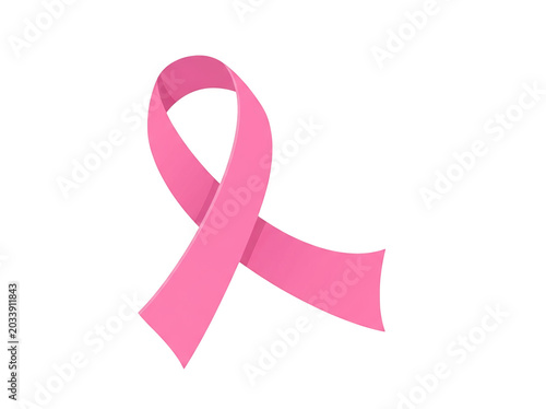 Pink ribbon symbol for breast cancer awareness isolated on a transparent background for support and hope.
