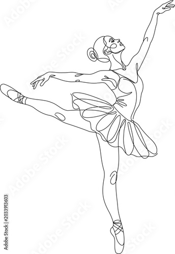young ballet dancer line art