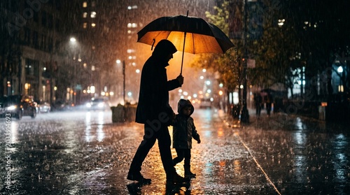 Family Protection Love Under Umbrella Background