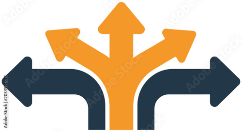 Fotografi A graphic depicting multiple directional arrows diverging from a central point