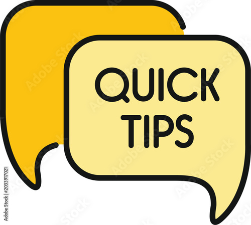 Slika na platnu Speech bubbles with a quick tips message offering advice and suggestions