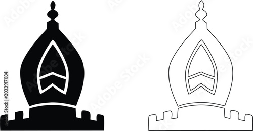 Photos Bishop's mitre silhouette and outline on white background, religious symbol