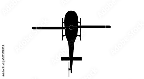 Minimal black silhouette icon, simple flat vector, bold black shape, no, no shading top view silhouette of a helicopter on a, flat icon style