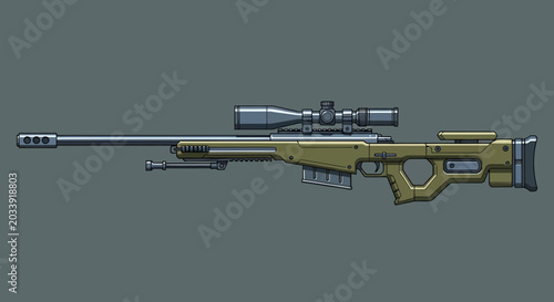 Sniper rifle with scope attached side 1.