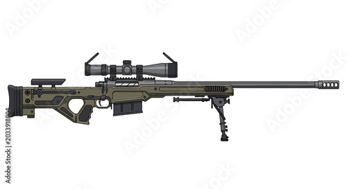 Schilderij op canvas Rifle with scope and bipod legs.