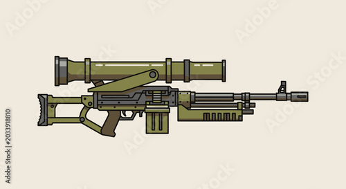 Quadro em tela Sniper rifle with scope attached side.