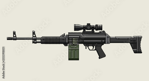 Billede på lærred Black tactical rifle with scope 2.