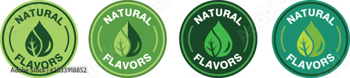 Canvastavla Natural flavors badge icon set vector for organic product packaging