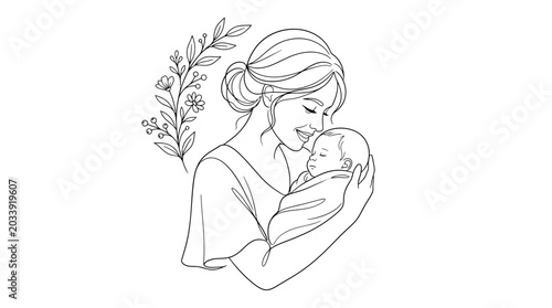 Tableau sur toile Motherly Love A Gentle Embrace of a Newborn