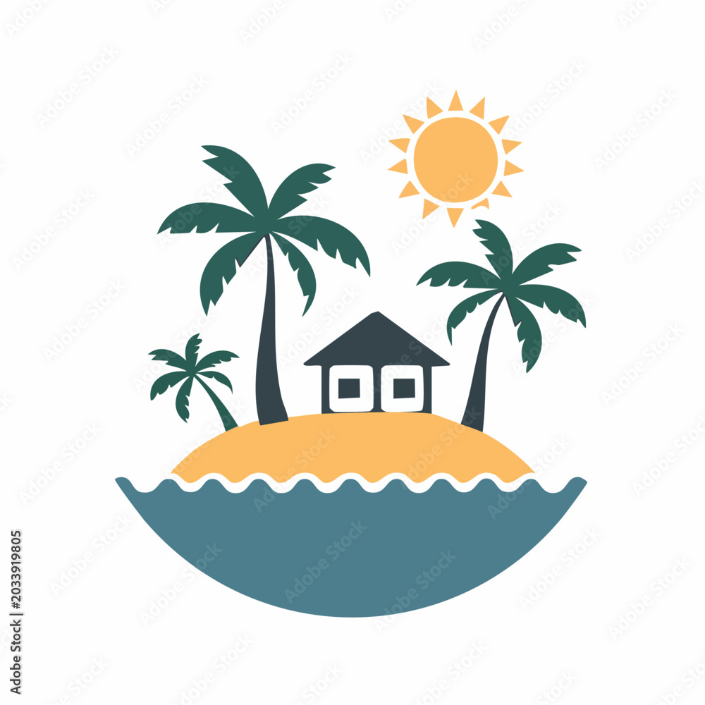 Fototapeta premium Tropical Island Paradise Icon