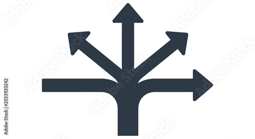 Foto Dark blue arrows diverging from a central point symbolizing options