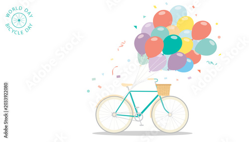 Bicycle with Colorful Balloons for World Bicycle Day Celebrations