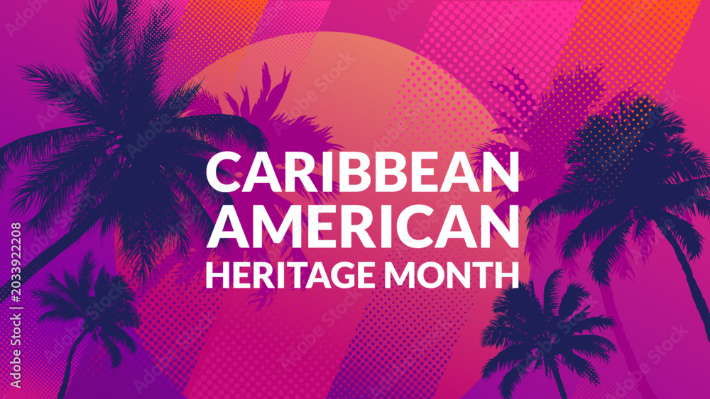 Naklejka premium Caribbean American heritage month banner with palm trees