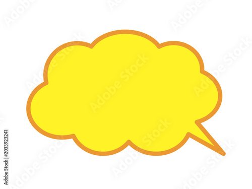 Yellow Speech Bubble Icon with Blank Copy Space and Orange Outline