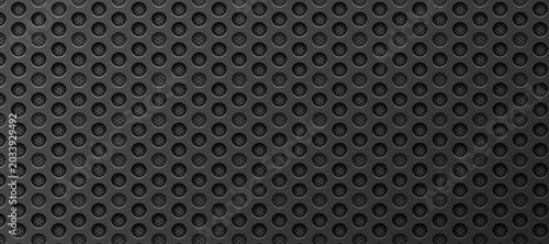 Obraz na plátne Perforated circular metal pattern embossed industrial gray.