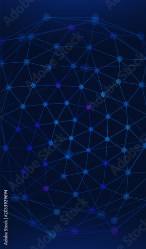 Abstract science and technology background design with lines, dots and grid. Digital network, ai connection, tech business and cyber systems backdrop concept.