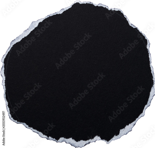 Torn paper circle with ripped edges isolated on white background for creative design and craft projects