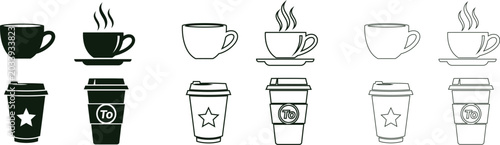 Tableau sur toile Collection of coffee cup icons in various styles and formats