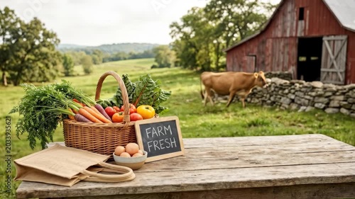 Farm fresh produce and countryside concept with natural copy space, food branding visual for organic campaigns, market promotions and rural lifestyle storytelling, inspired by natural countryside