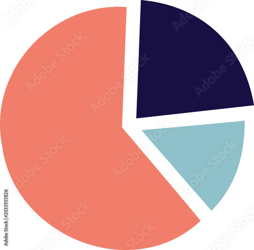 Pie Chart Statistics Analytics Icon Coral Teal Flat Vector