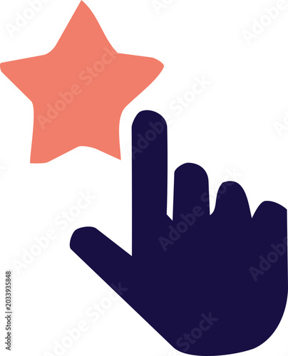 Star Rating Pointer Click Review Icon Flat Vector