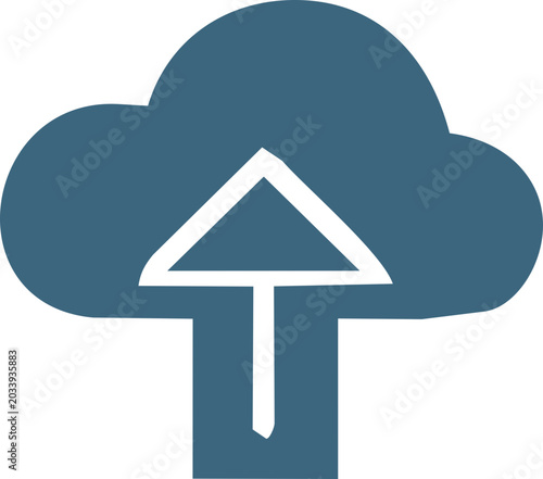 Cloud Upload Data Storage Technology Icon Flat Vector