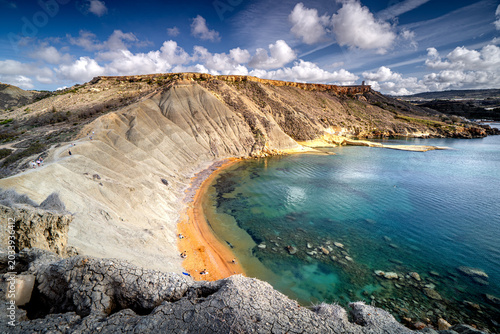 Bild auf Leinwand Beautiful bay with azure waters, Qarraba Bay, the most beautiful holiday landscapes in Malta