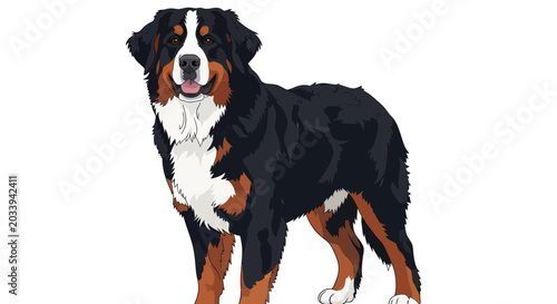 Cuadro en lienzo Bernese Mountain Dog Standing Proudly - Vector Illustration