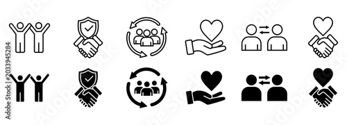 Slika na platnu symbols and signs of relationships such as friendship icon set, Vector Illustrat