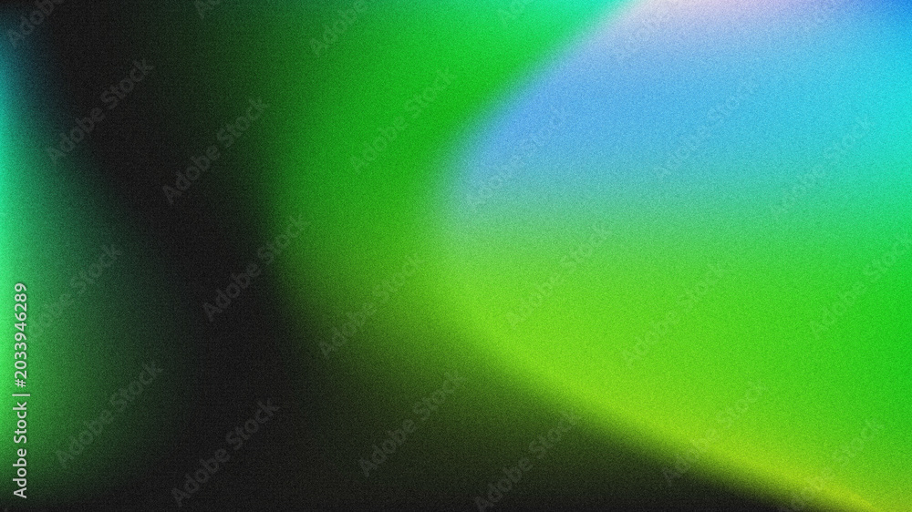 Fototapeta premium Grainy gradient abstract background with green, blue, and black tones. Soft blurred light effect, textured noise aesthetic.