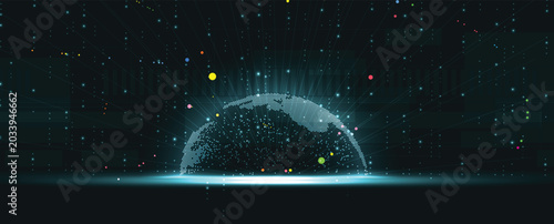 Картината върху платно Digital cyberspace background representing big data, cloud computing, and AI