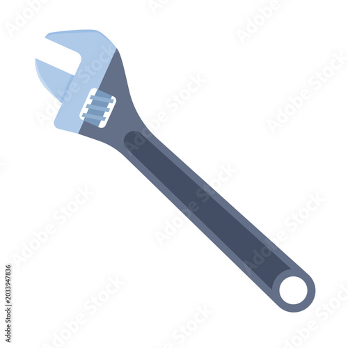 Canvastavla Illustration of an adjustable wrench on a white background for tightening and loosening nuts and bolts when performing repair work in various conditions