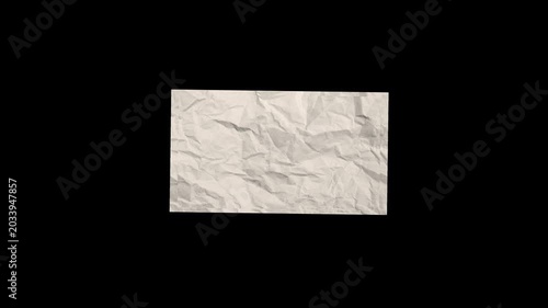 The crumpled sheet unfolds and aligns to the center. The texture of white paper formed from a crumpled ball.