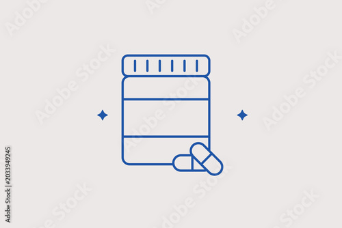 Photos Sedative pill bottle with medical capsules line icon for antidepressant treatment