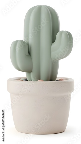 cactus 3d rendering isolated on white background cartoon plastic style icon