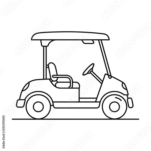 Sleek vector golf cart with a roof and single seat for design use