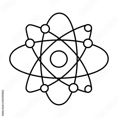 Illustration of an atom with electrons orbiting around the nucleus in a vector graphic design vector 