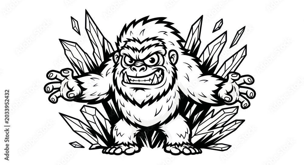 Obraz premium Furious Yeti Monster with Sharp Ice Crystals