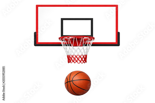 A basketball net with a ball going through it.