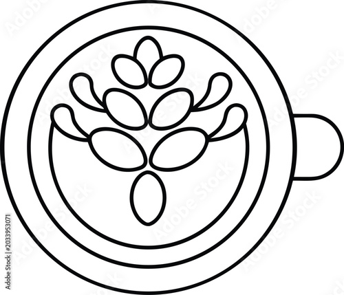 cappuccino line art vector illustration on transparent background