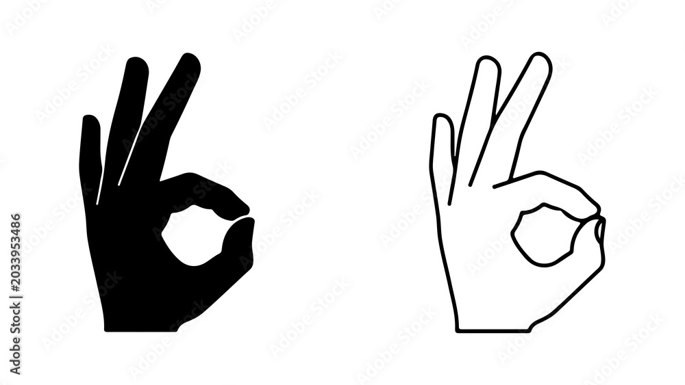 Fototapeta premium Set Of Hand Gestures Showing Ok Sign