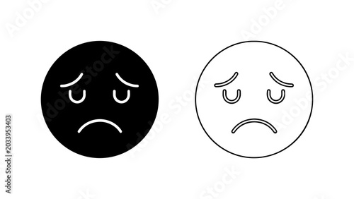 Tableau sur toile Minimalist Sad Face Emoji Icon Set