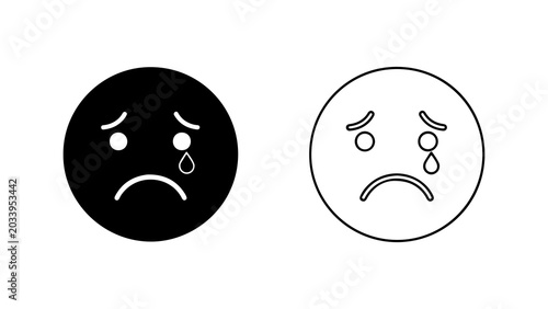 Fényképezés Sad Crying Face Emoji Icon Set