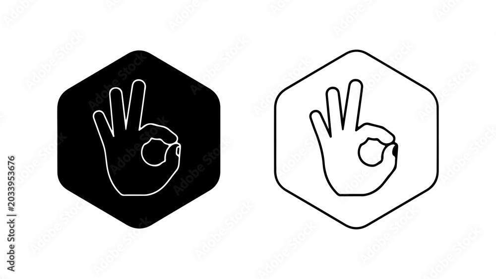 Obraz premium Minimalist OK Hand Gesture Icon Set