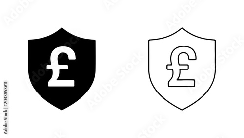 British Pound Sterling Currency Shield Icon Set