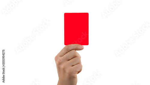 Referee holding a red card isolated on transparent background
